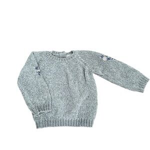 Cozy Gray Kids' Sweater with Floral Details